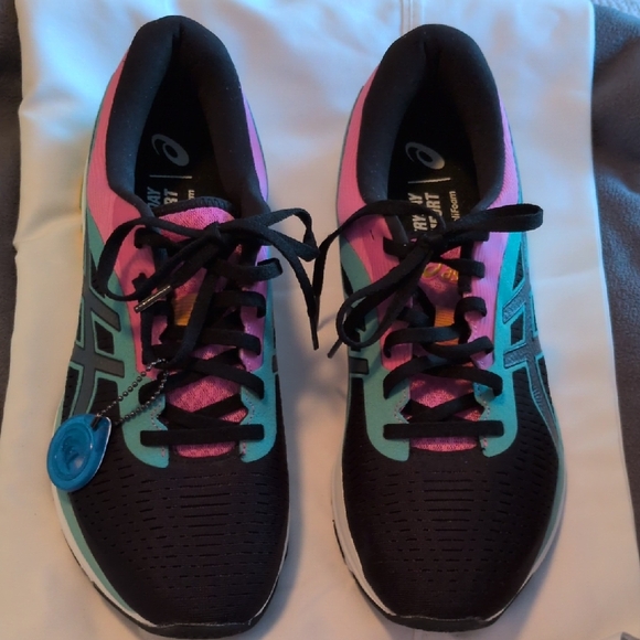 ASICS Women's Black, Pink, and Teal Sneakers, Size 10.5 NWOT, Tried On. - Picture 1 of 14